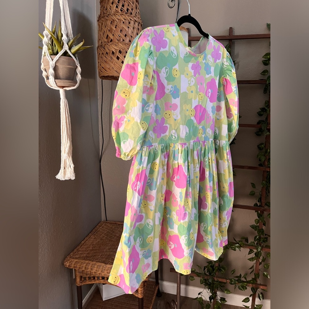 Megan Crosby Olive Mini Dress Multicolor smiley face pattern - Picture 11 of 15